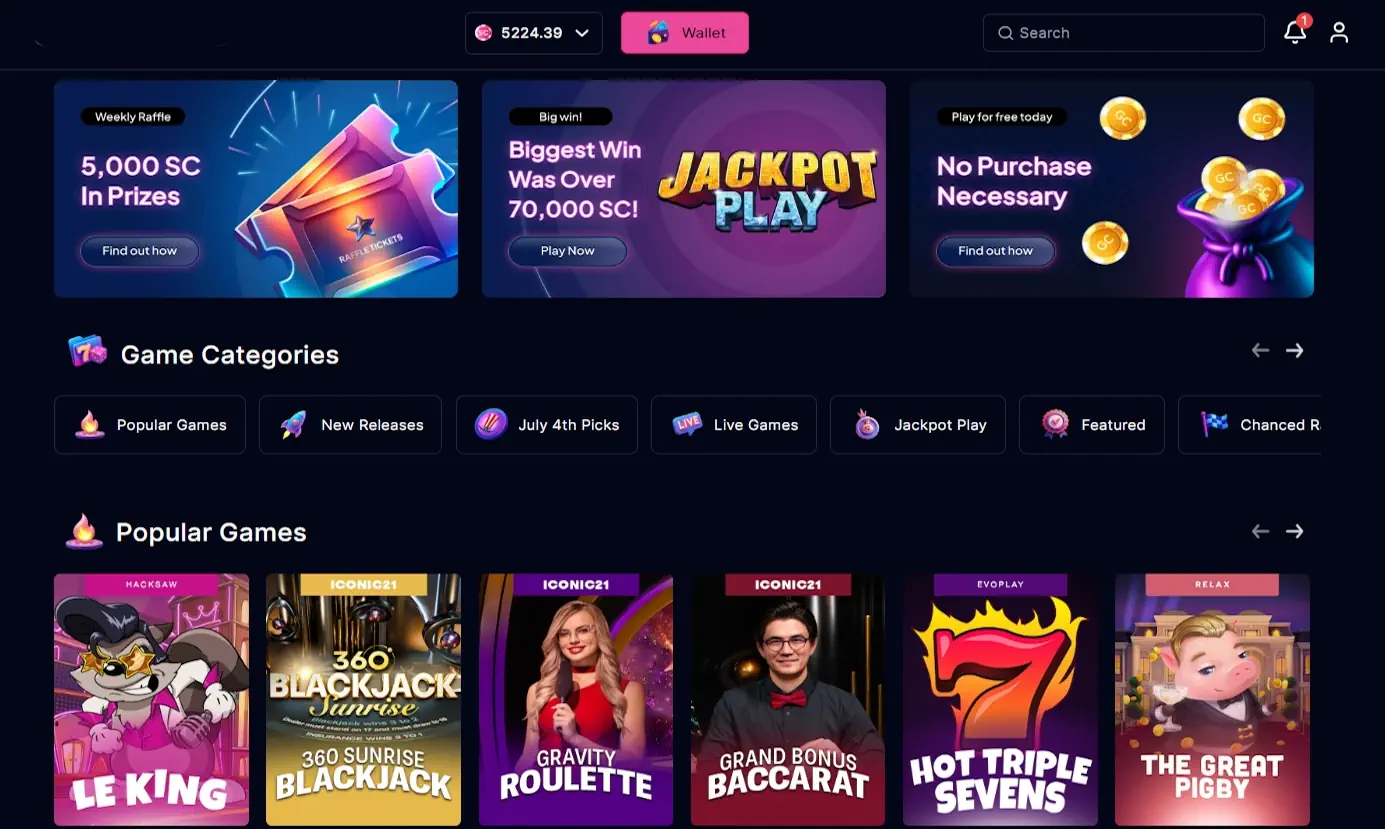 Crypto-first slot casino with USDT instant cashouts and a 900-title Hacksaw/Nolimit City lobby